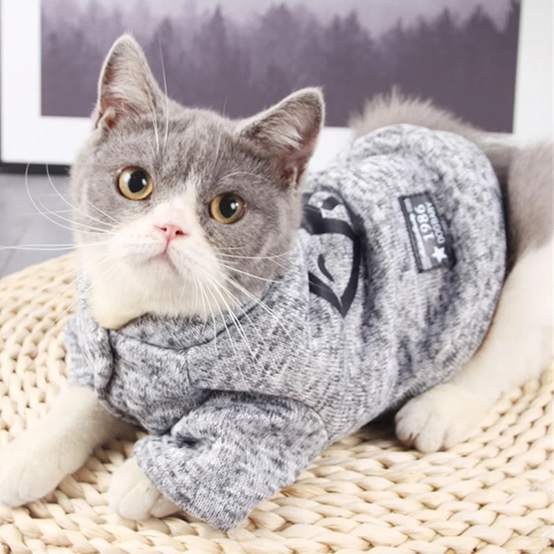 Ropa de estilo clásico para gatos, abrigo, suéter cálido de lana para mascotas, ropa para gatos, chaqueta para gatitos, suministros para mascotas - imagen 4