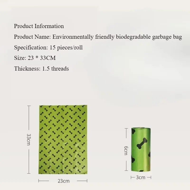 Dispensador de bolsas de basura para perros, soporte para bolsas de basura de plástico, estuche portador, bolsas para excrementos de residuos de perros, 15 Uds./rollo - imagen 5