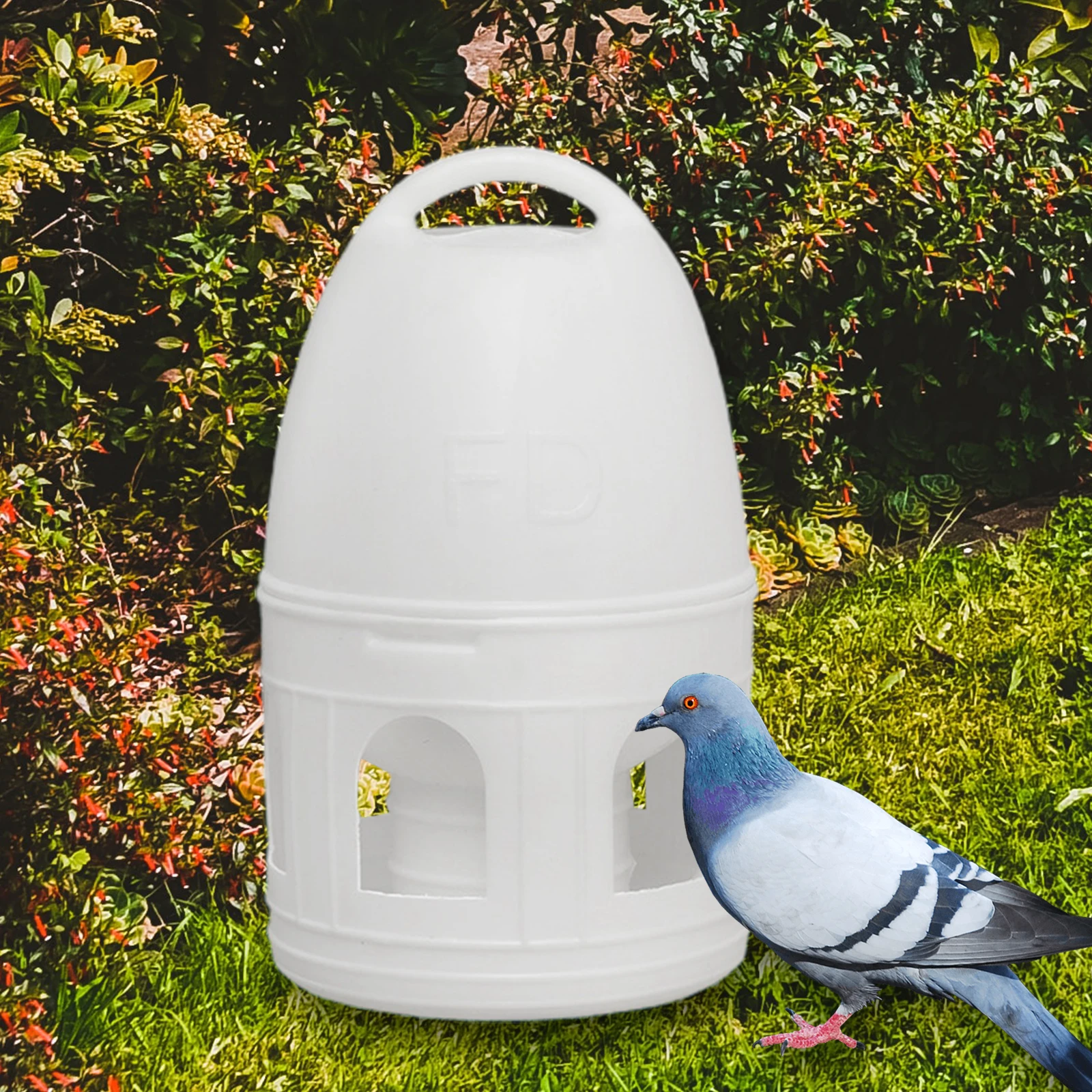 Bebedero de agua para pájaros de 3L/5L, dispensador de agua para loros, periquitos, palomas, patos, patos, comedero automático con mango colgante, olla para pájaros - imagen 4