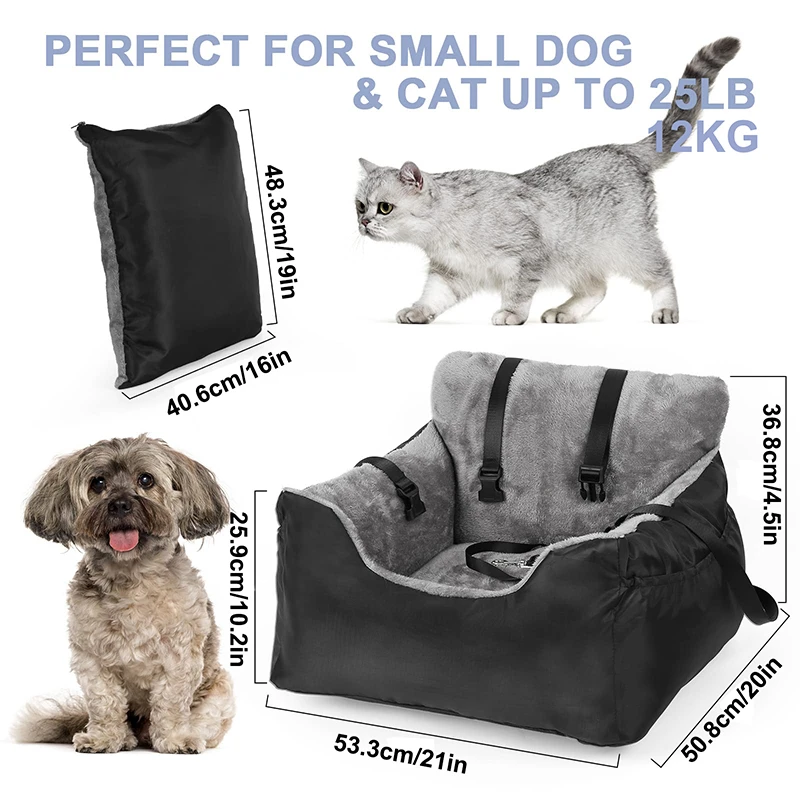 Benepaw-asiento de coche suave para perro pequeño, correa de seguridad ajustable con Clip, asiento elevador desmontable para mascotas, bolsillos de almacenamiento lavables - imagen 5