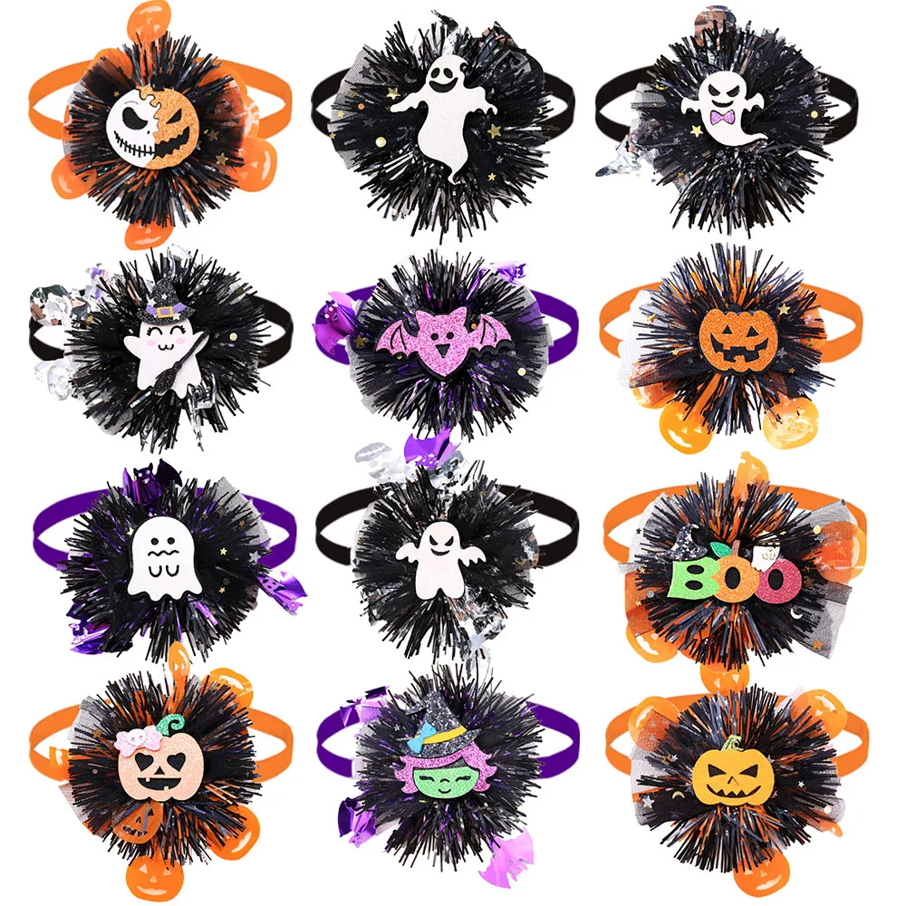 2025 nuevo 50PS pajaritas de Halloween para perro calabaza estilo fantasma perro pequeño gato pajarita corbatas para perros mascotas fiesta decoración de belleza