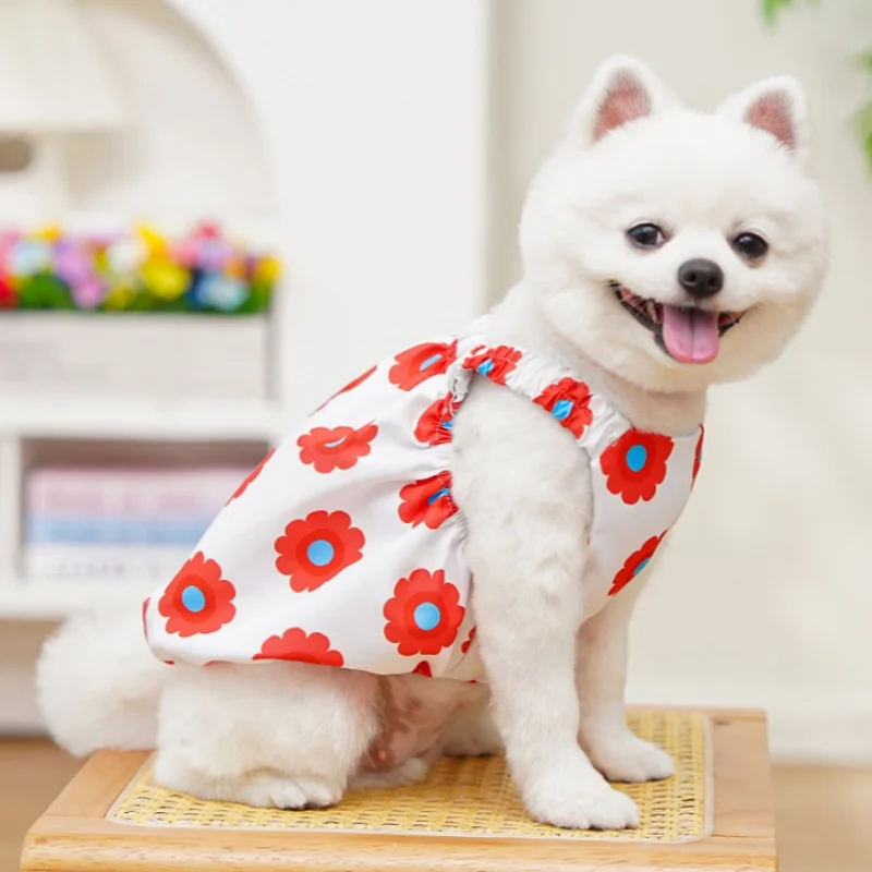 Vestido de moda para perros, ropa de verano para perros, falda de princesa con estampado de flores para cachorros, vestido con tirantes para gatos, falda de boda para mascotas, disfraces para perros - imagen 2