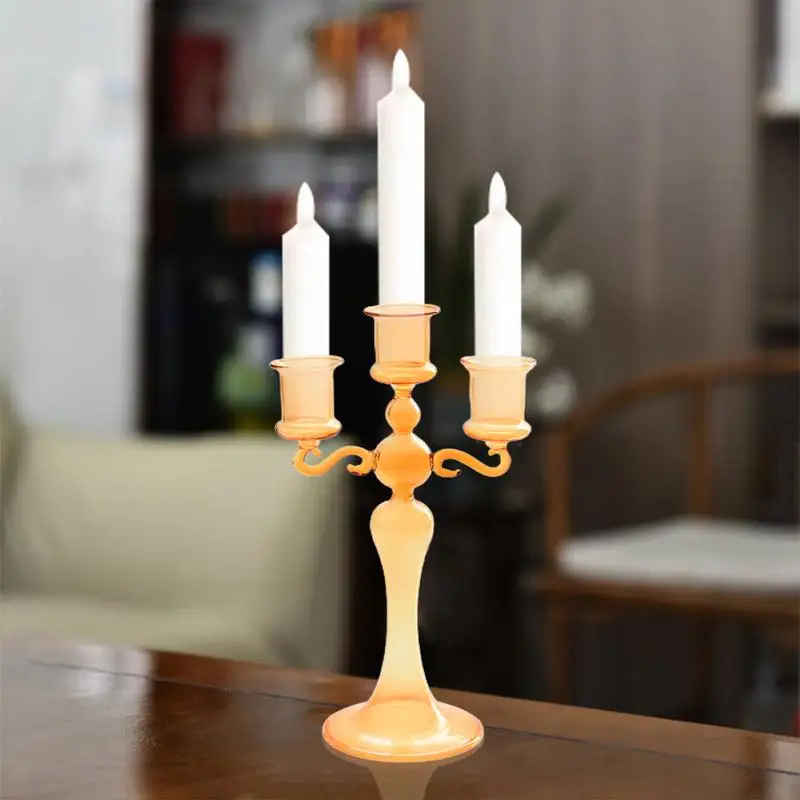 Portavelas de cristal de 3 brazos, centro de mesa para fiesta temática, decoración de comedor y cumpleaños - imagen 2