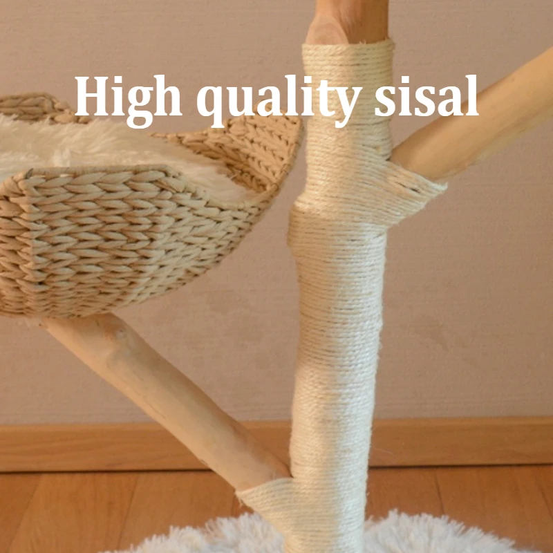 Árbol para gatos de madera maciza, cama de torre para gatos de interior, poste rascador, juguete, árboles grandes para gatos, Catnap multicapa, poste de escalada Natural - imagen 4