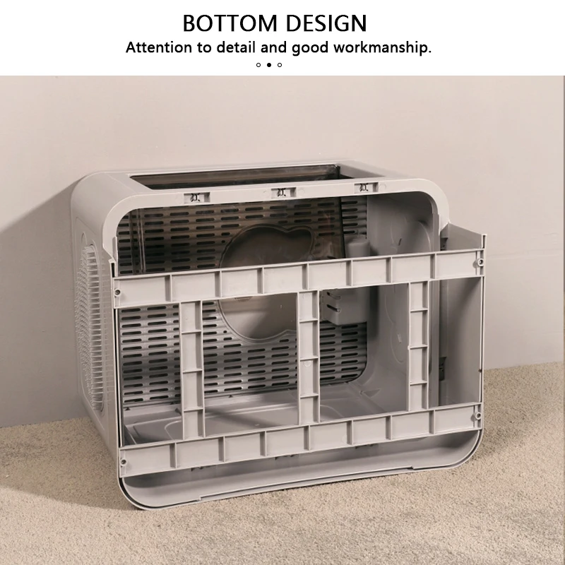 Orinal plegable para mascotas, caja de arena antisalpicaduras completamente cerrada, bandeja con cuchara, caja de arena de plástico limpia, suministro para mascotas - imagen 3