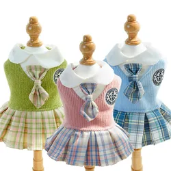 Vestido a cuadros para perros y gatos pequeños – Estilo primavera