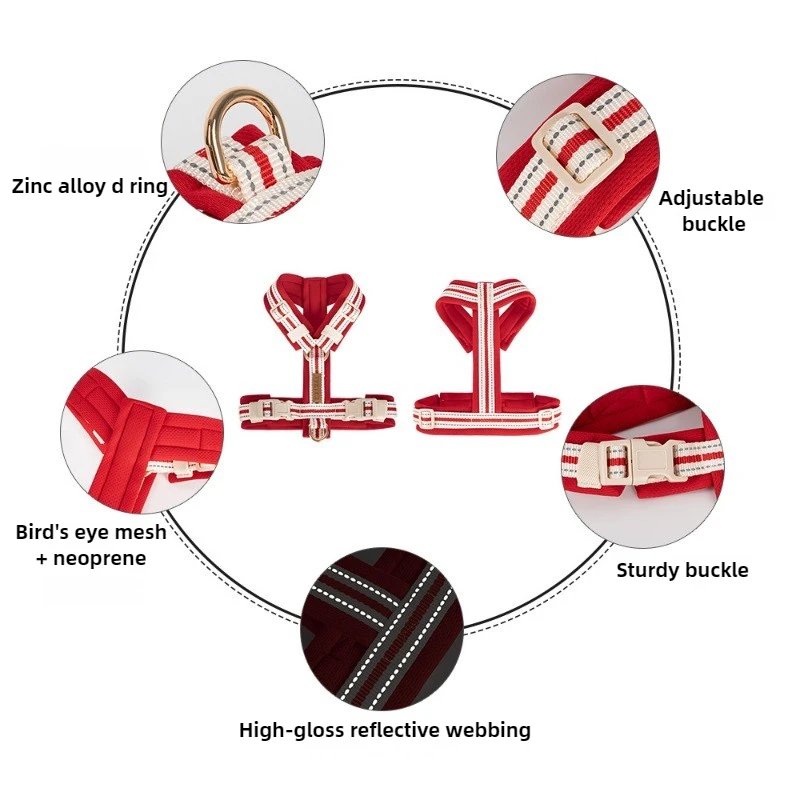 Arnés ajustable para perros en forma de Y, correas reflectantes suaves y transpirables para el pecho, Collar cómodo, resistente y duradero - imagen 5