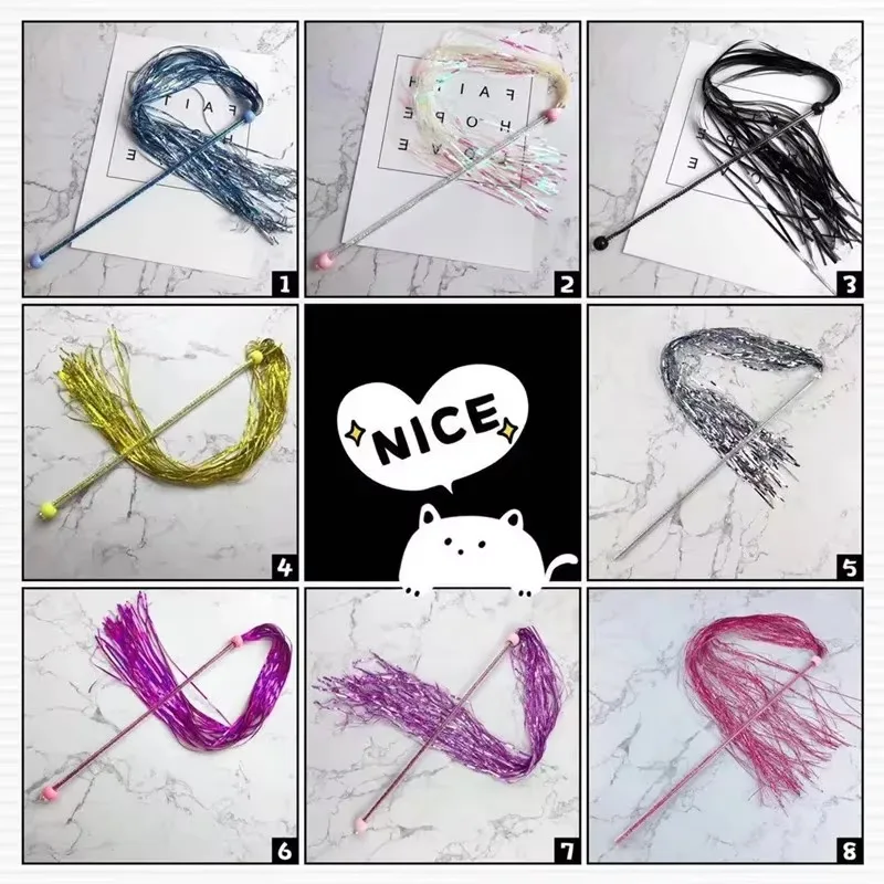 Varita de rompecabezas divertida para gatos, palo interactivo para gatitos con borla brillante, suministros coloridos para mascotas, receptor de gatos, juguete de palanca de mano duradero - imagen 2