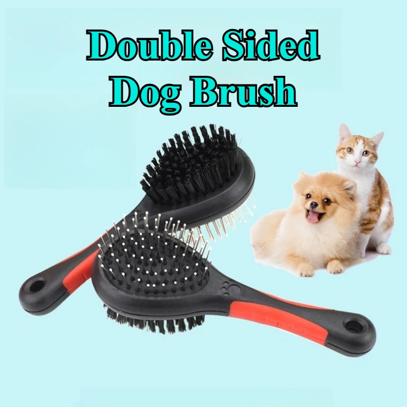 Cepillo para perros de doble cara, peine para el cuidado de mascotas con pasador y cerdas para quitar y quitar la suciedad, herramienta de deshedding de masaje - imagen 2