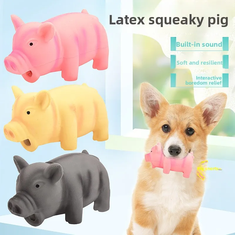 Juguete masticable sonoro de cerdo para perros – Diversión