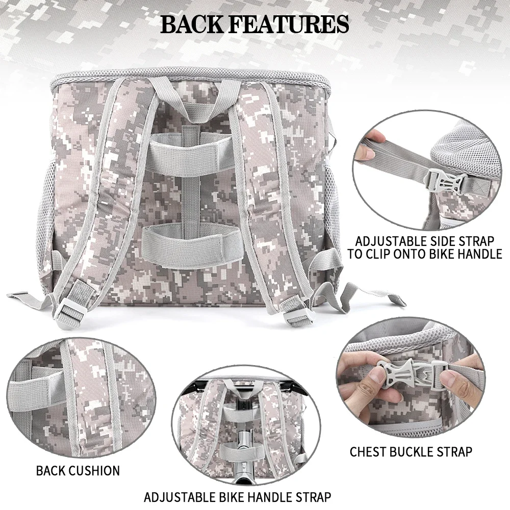 Cesta de bicicleta para perros y mascotas para manillar de bicicleta, cesta de bicicleta extraíble, cesta de bicicleta con manillar delantero para cesta transportadora de mascotas, - imagen 4