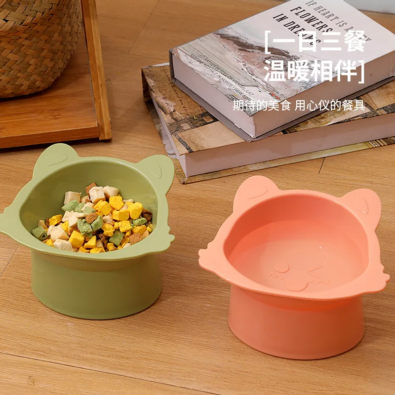 Cuenco de protección para el cuello de las mascotas, cuenco para gatos, wink, boca diagonal antideslizante, pie alto, 1 Juego - imagen 2