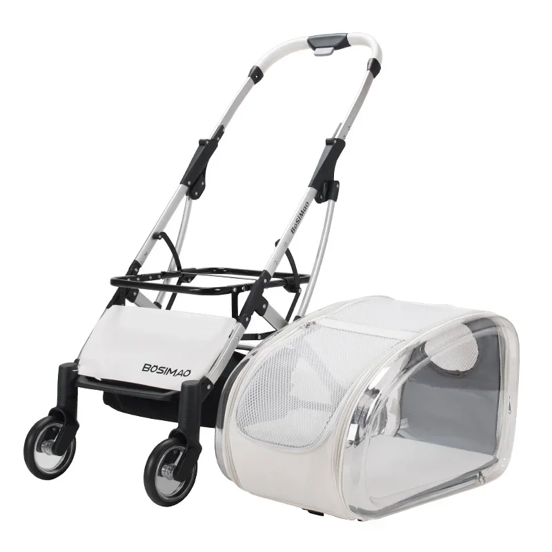 Transparent Cart Dog Transportation Cat Transparent Pet Trolley Go Out Small and Medium-sized Dog Trolley Light and Separable - imagen 5