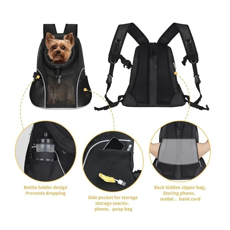 Mochila para perros, mochila ajustable con ventilación para el pecho de Gato, mochila para perros pequeños, bolsa de transporte para gatos de tamaño mediano y grande, productos para mascotas - imagen 3