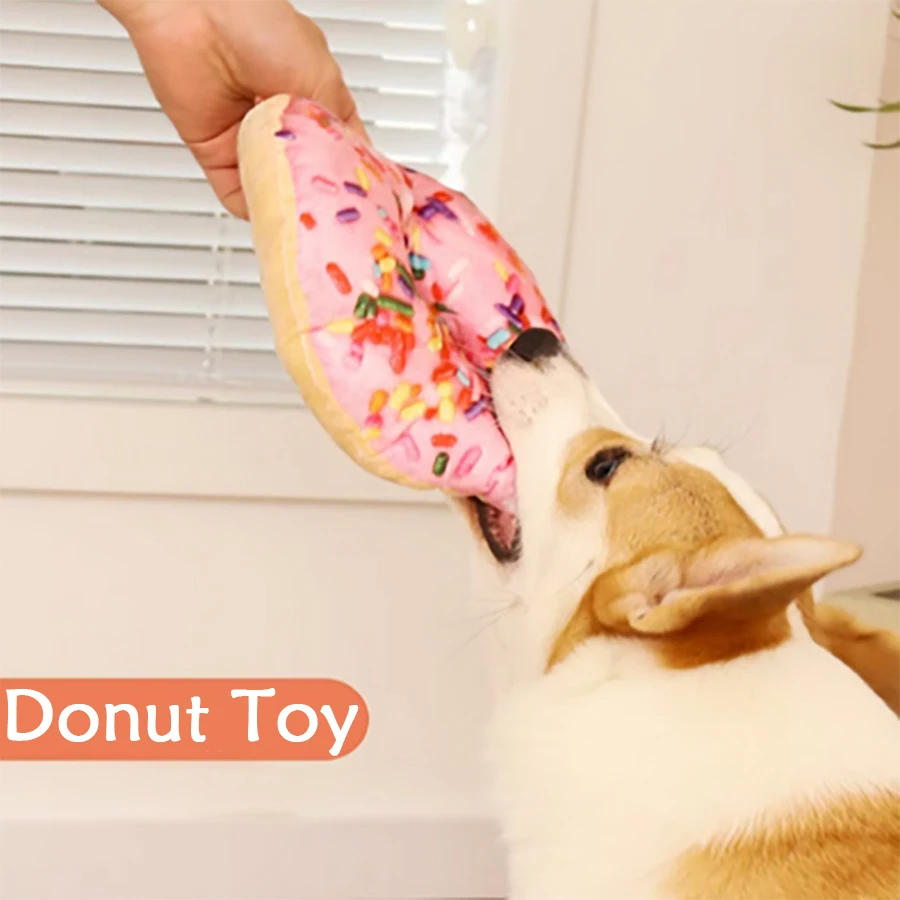 Donut interactivo para perro, juguete chirriante para mascota, suministros para fiesta de cumpleaños, 1 unidad - imagen 2