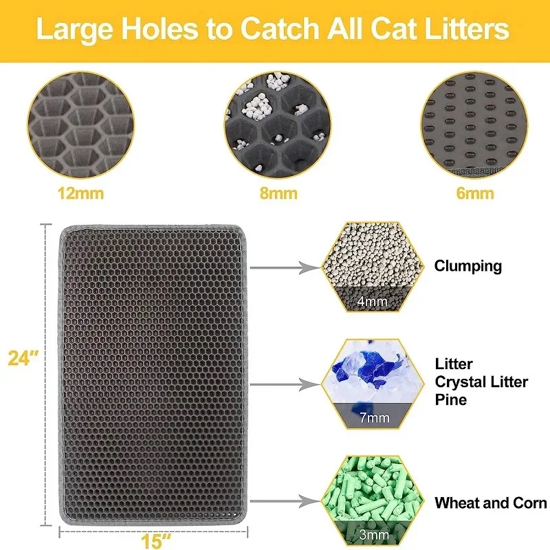 Accesorios para gatos, estera de arena grande antideslizante de doble capa para gatos, estera de filtro para caja de arena para mascotas, estera de arena para gatos resistente al desgaste - imagen 5