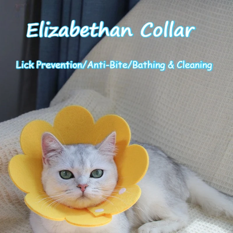 Collar isabelino en forma de flor, cono de recuperación ajustable para perros y gatos para protección curativa antimordeduras, lindo collar para mascotas