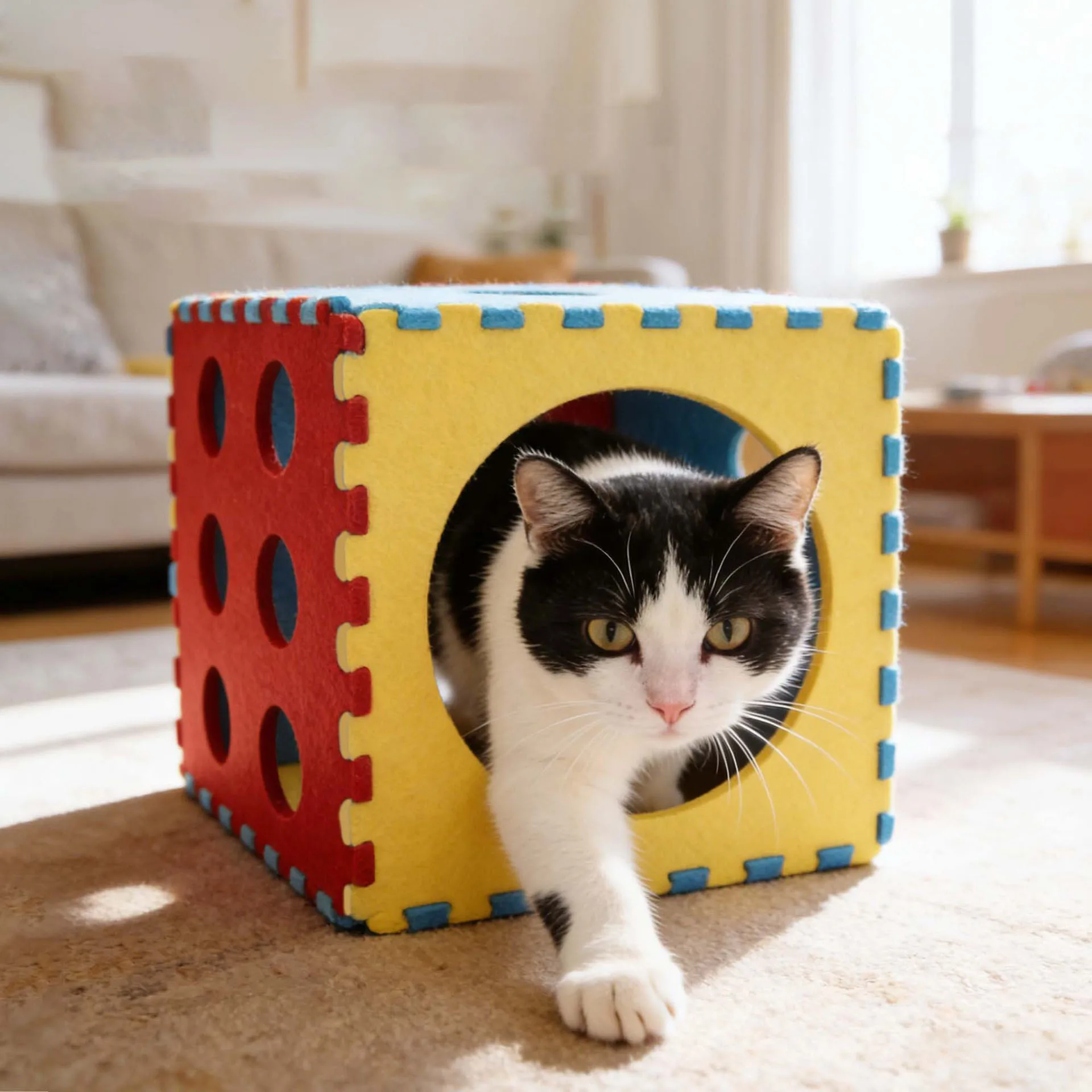 Túnel plegable para gatos - Juguete interactivo interior - imagen 4