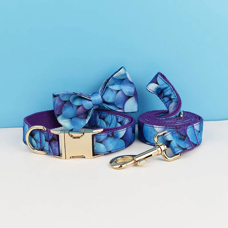 Collar de algodón personalizado para perro, accesorios de alta calidad para mascotas, arnés con estampado de animales, color morado, 04 - imagen 3