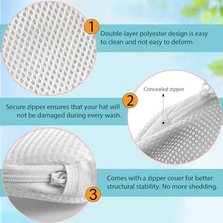 2 unids/set soporte de lavado de sombreros desmontable, artículos para el hogar, bolsa de lavado de sombreros, sombrero antideformación, soporte protector resistente - imagen 3