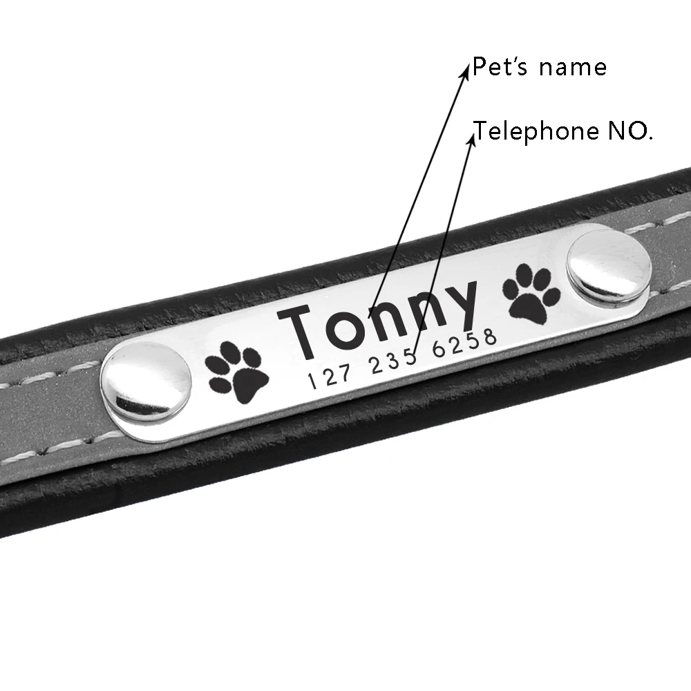 Collar reflectante personalizado para perros y mascotas, Collar ajustable con grabado gratis para perros pequeños y medianos, Collar para cachorros y gatitos, collares con etiqueta de identificación con placa de identificación - imagen 4