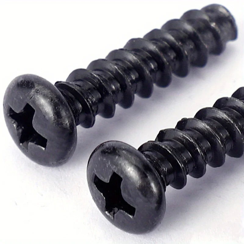 500 Uds M3 acero al carbono negro PA Cruz cabeza redonda tornillo autorroscante tornillos con cabeza hueca - imagen 5