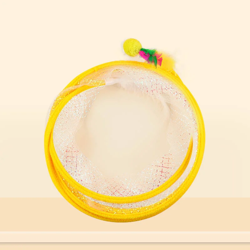 Túnel de juguete para mascotas, campana de ratón de plumas, malla elástica plegable de alta diversión, tipo S, suministros para mascotas - imagen 2