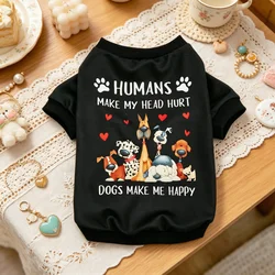 Sudadera para perro con estampado gracioso y tejido suave negro