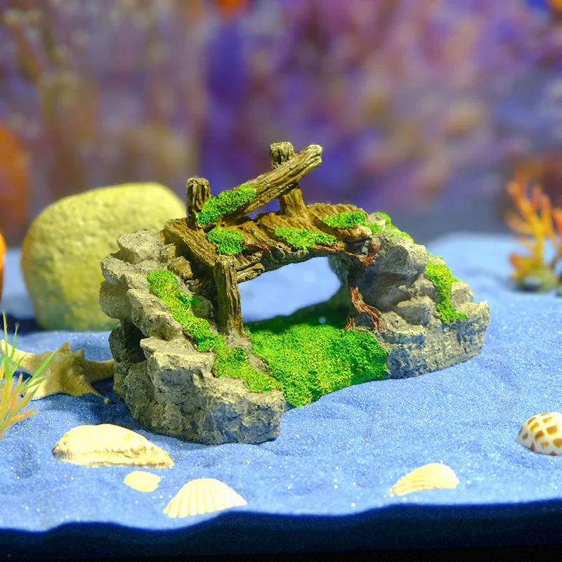 Puente decorativo de resina para acuario – Refugio peces y gambas - imagen 5