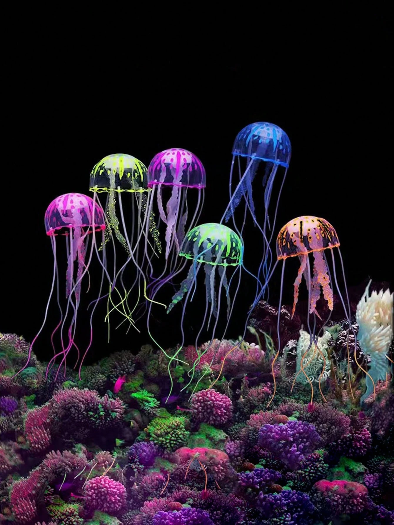 Medusa flotante de silicona para acuario – Decoración brillante para peces