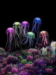 Medusa flotante de silicona para acuario – Decoración brillante para peces