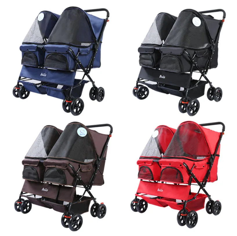 Carrito doble plegable para perros, gatos y mascotas pequeñas - imagen 3