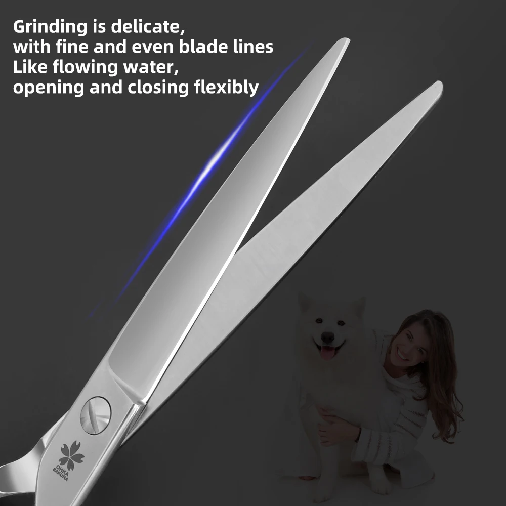 Tijeras rectas para el cuidado de mascotas, tijeras de corte afiladas de acero JP VG10 de 7,5 pulgadas para peluquero profesional, corte de pelo grueso para estudiantes - imagen 4