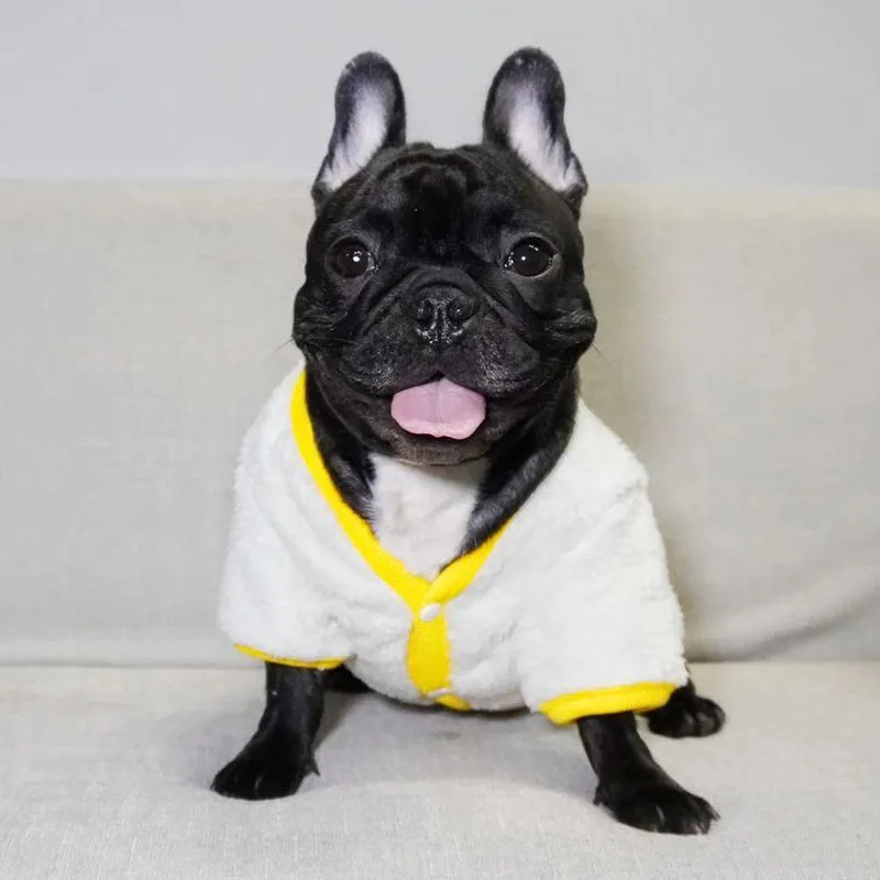 Ropa blanca de lana para perros, abrigo de invierno de manga corta, chaqueta para perros pequeños y medianos, trajes para cachorros Chihuahua Yorkie # 10-18 - imagen 3