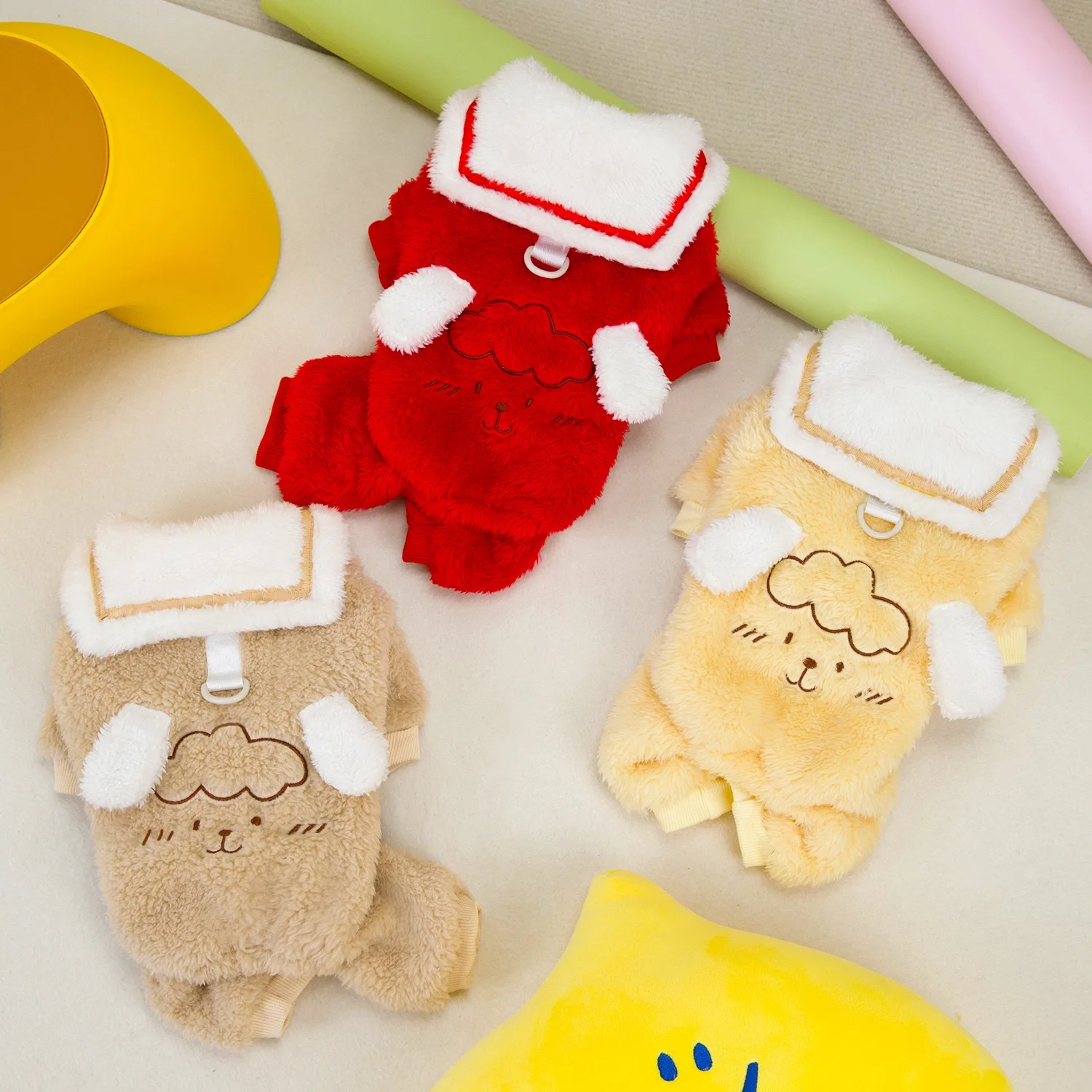 Ropa de invierno para perros de franela con cuello de marinero, monos de cuatro patas para mantener el calor, ropa para gatos esfinge, sudaderas para mascotas Pomerania Chihuahua - imagen 2