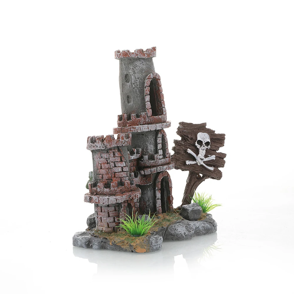 Castillo de simulación para acuario, adorno de paisajismo, decoración de Castillo de rocalla, adorno oculto de peces y camarones, accesorios para acuario, 1 ud. - imagen 5