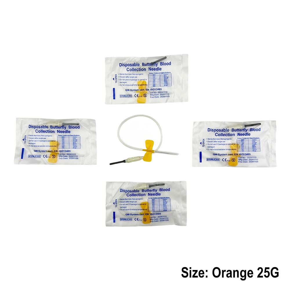 Agujas desechables de recolección de sangre de mariposa de doble ala para gatos, perros, cuidado de animales, habitación de cuidado de mascotas, 50-100 Uds. - imagen 4