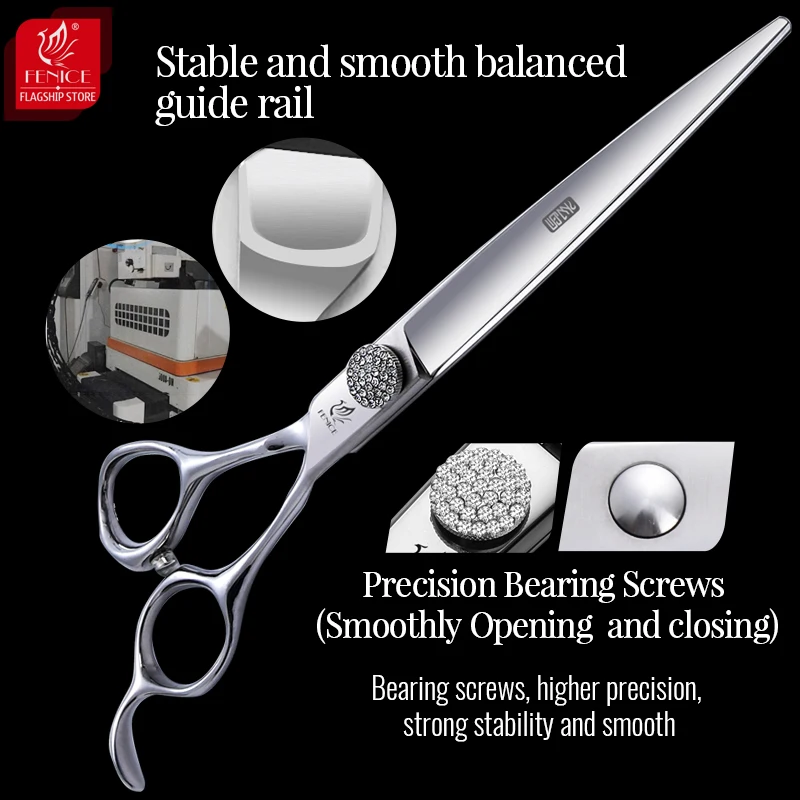 Fenice-Juego de tijeras de aseo para perros, tijeras rectas, más delgadas, curvadas y gruesas para mascotas, 6/6, 75/7/7, 5 pulgadas - imagen 3