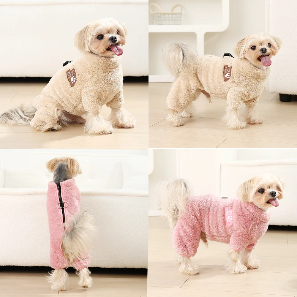 Ropa de invierno para perros pequeños y medianos, mono cálido de lana para mascotas, pijamas, camisón Yorkie Pug, mono para niños y niñas, monos para cachorros - imagen 5