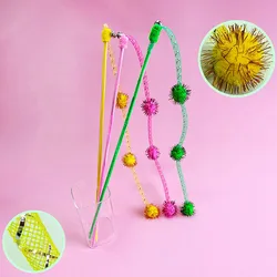 Juguete para gatos, pelota de lana, palos para gatos, juguetes para gatos, palo elástico interactivo, juguetes para gatos, bola colorida, juguete con borlas, rompecabezas para gatitos