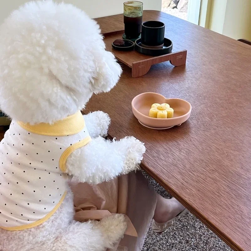 Chaleco de algodón bonito para mascotas de verano, chaleco de encaje de lunares, ropa bonita para mascotas, ropa para perros y gatos, chaleco para perros Yorkshire con oso de peluche - imagen 2