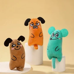 Juguetes con forma de perro y gato de dibujos animados, muñecos de peluche para cachorros resistentes a mordeduras, interactividad de autodenimiento para rechinar y limpiar los dientes