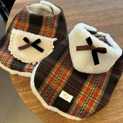Chaqueta a cuadros de invierno para perros pequeños Yorkshire y Schnauzer