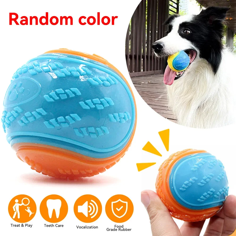 Pelotas de juguete chirriantes para perros, pelota para masticar hinchable duradera de goma fuerte, resistente a mordeduras, juguete con sonido para entrenamiento de cachorros, limpieza de dientes, suministros para mascotas - imagen 2