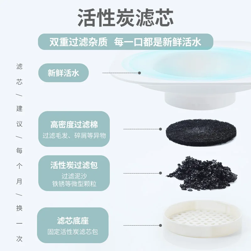 Alimentador de agua automático para mascotas, elemento de filtro de carbón activado, cuencos dobles para perros con boca no húmeda, cuenco para comida para perros y gatos - imagen 4