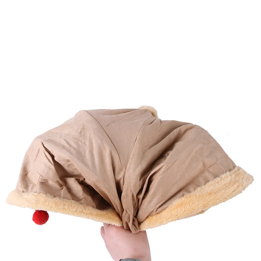 Túnel plegable de ante para gatos, juguete interactivo con bola y tres agujeros, suministros para mascotas - imagen 3