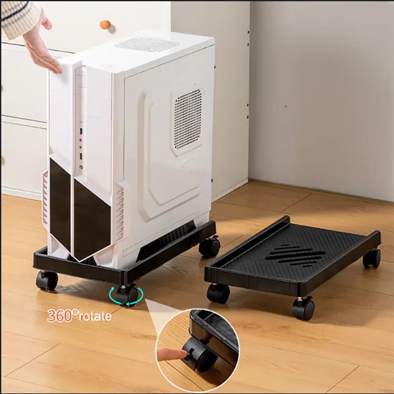 Soporte ajustable para CPU móvil, soporte de torre para ordenador, soporte de torre para PC ventilado, 4 ruedas rodantes para la mayoría de los PC debajo del soporte de escritorio - imagen 3