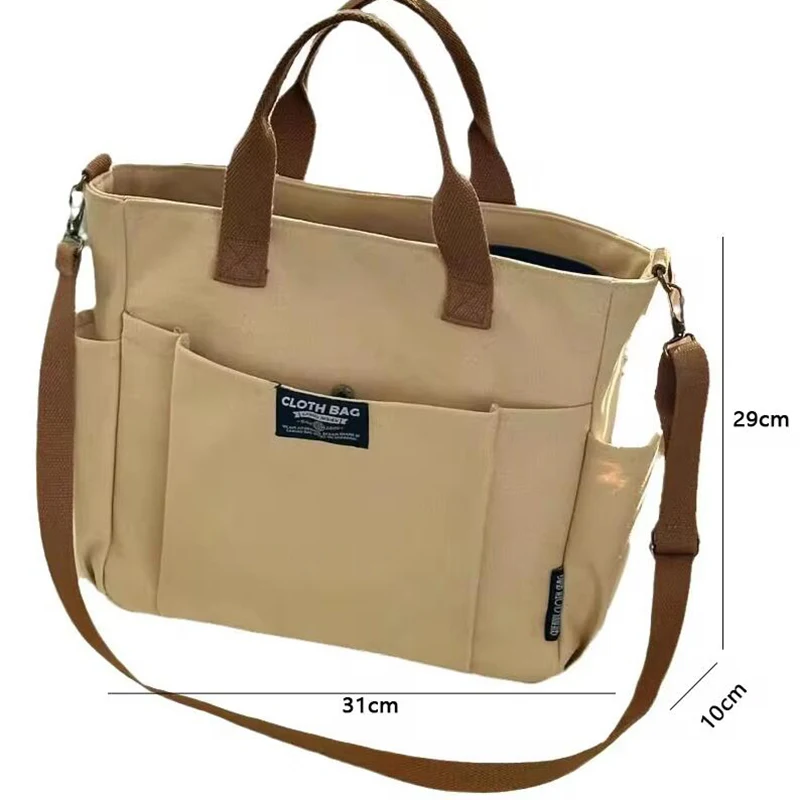 Bolso de mano portátil cruzado Diagonal de un solo hombro de lona Horizontal para ir al trabajo de gran capacidad para estudiantes urbanos minimalistas - imagen 5