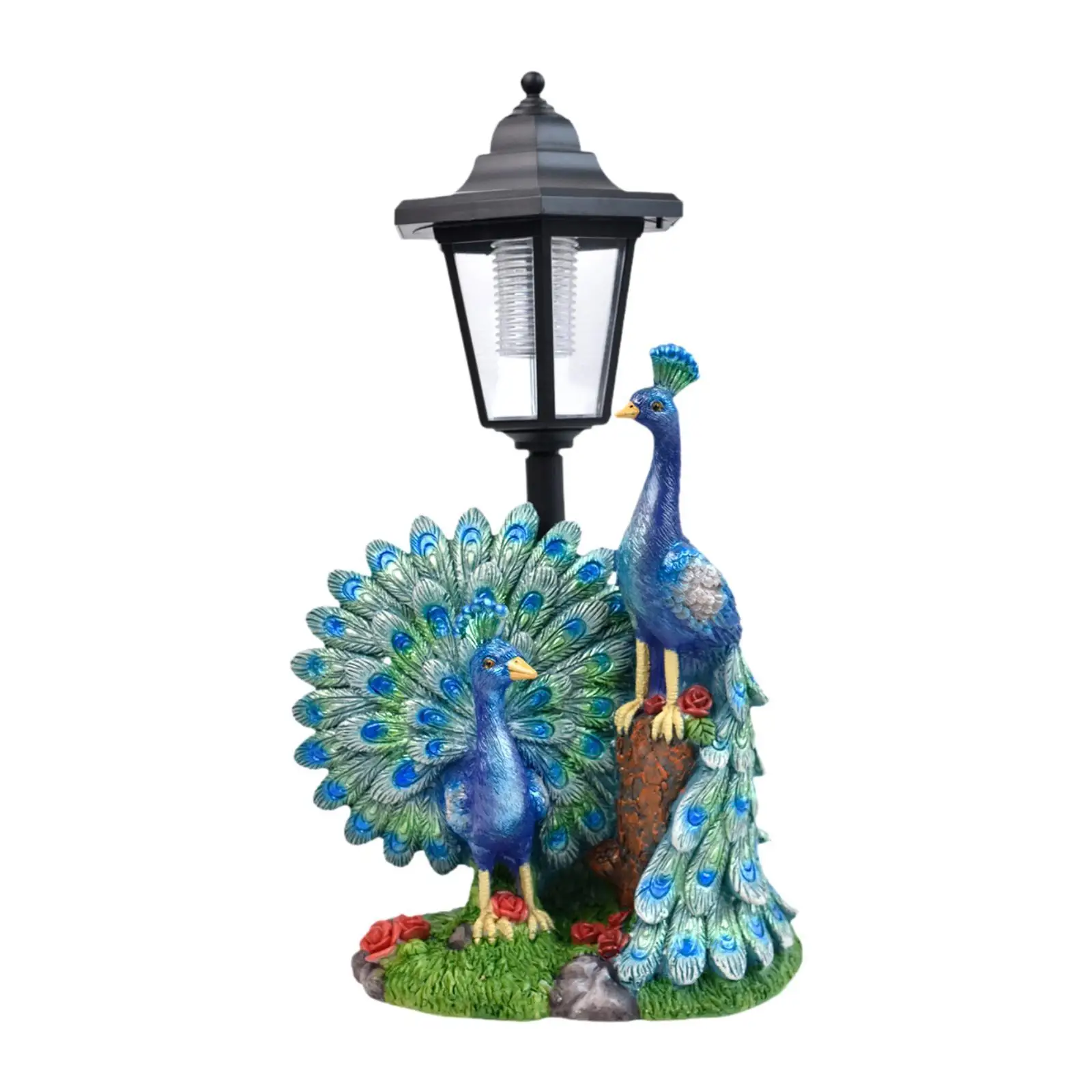 Outdoor Garden Figurine Resin Peacock Solar Light Landscape Lamp Decorative Sculpture for Large Yard Patio Ornament