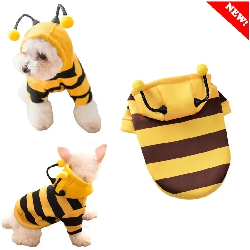 Sudadera con capucha para perros y gatos de otoño e invierno, conjunto Bee Transformation, adecuado para Sherina, Teddy, cachorros y gatos pequeños - imagen 5